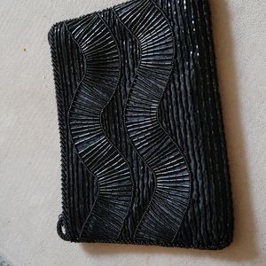 Beaded satin lined clutch purse